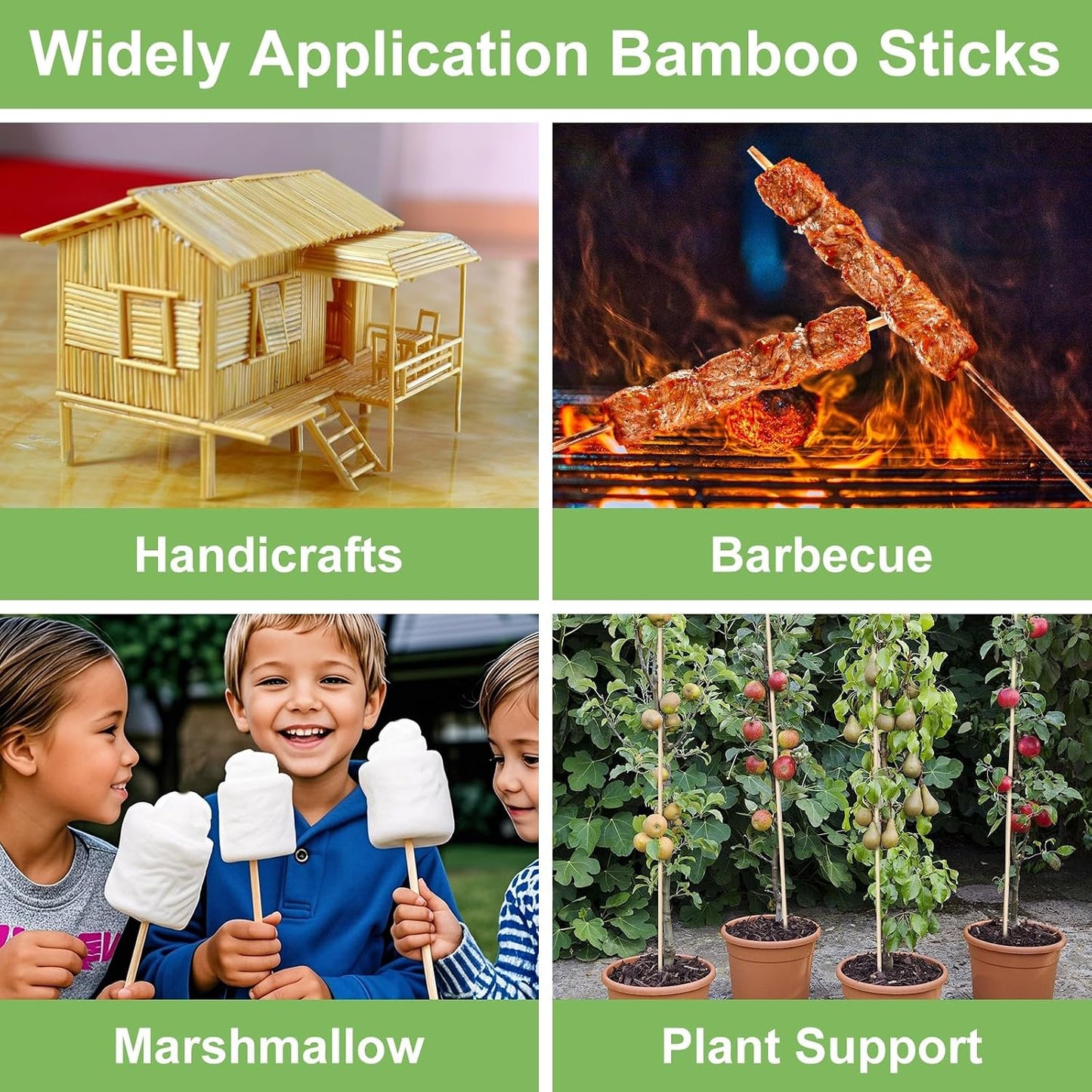 46 PCS Bamboo Plant Stakes 18 Inch, 5mm Thick Wood Plant Support Stakes