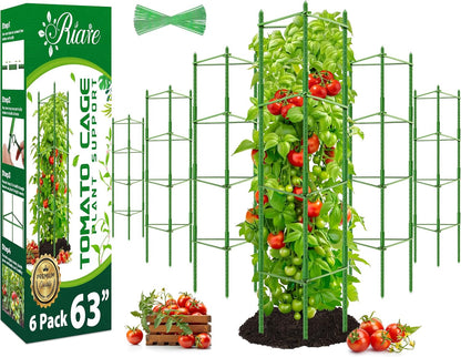 6 Pack 5.2 FT Tomato Cages for Garden, Heavy Duty Tomato Trellis