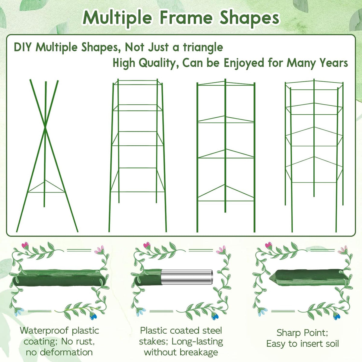 6 Pack 5.2 FT Tomato Cages for Garden, Heavy Duty Tomato Trellis