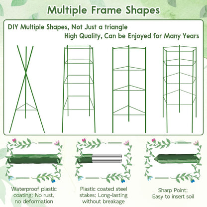 6 Pack 5.2 FT Tomato Cages for Garden, Heavy Duty Tomato Trellis
