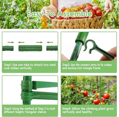 6 Pack 5.2 FT Tomato Cages for Garden, Heavy Duty Tomato Trellis