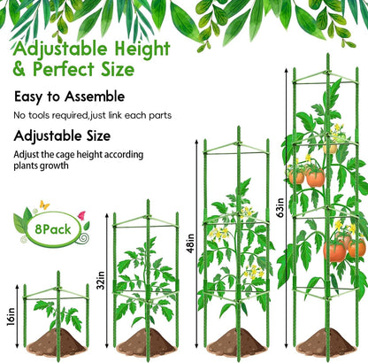 6 Pack 5.2 FT Tomato Cages for Garden, Heavy Duty Tomato Trellis