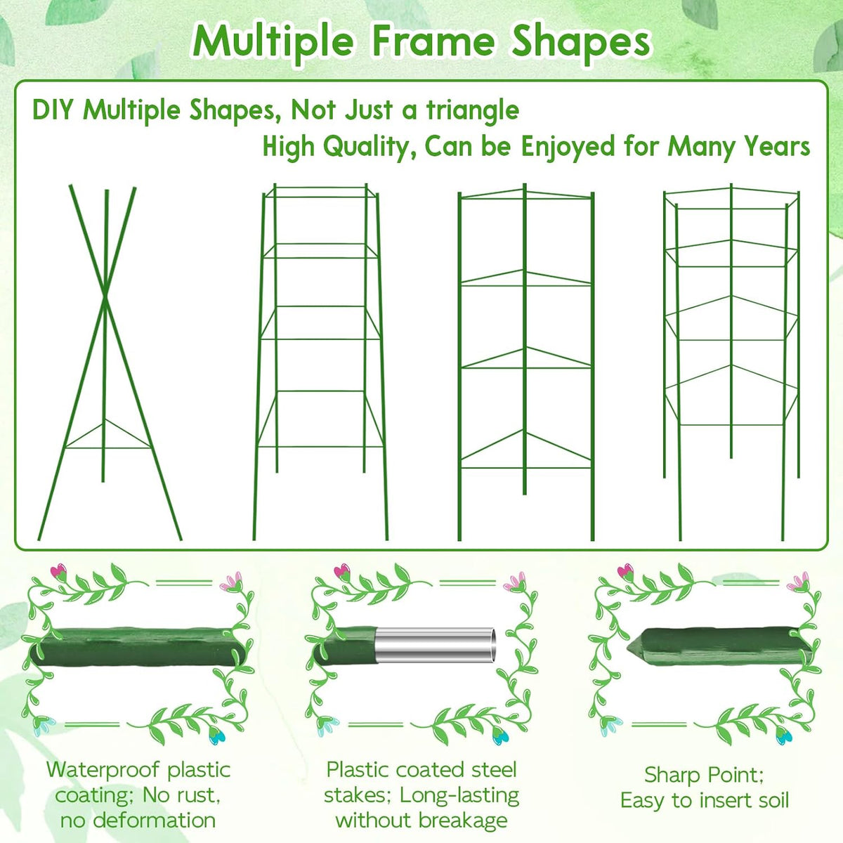 6 Pack 5.2 FT Tomato Cages for Garden, Heavy Duty Tomato Trellis