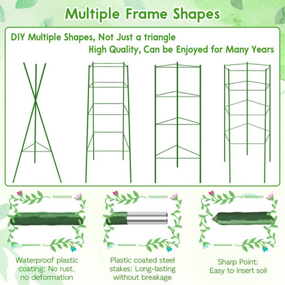 6 Pack 5.2 FT Tomato Cages for Garden, Heavy Duty Tomato Trellis