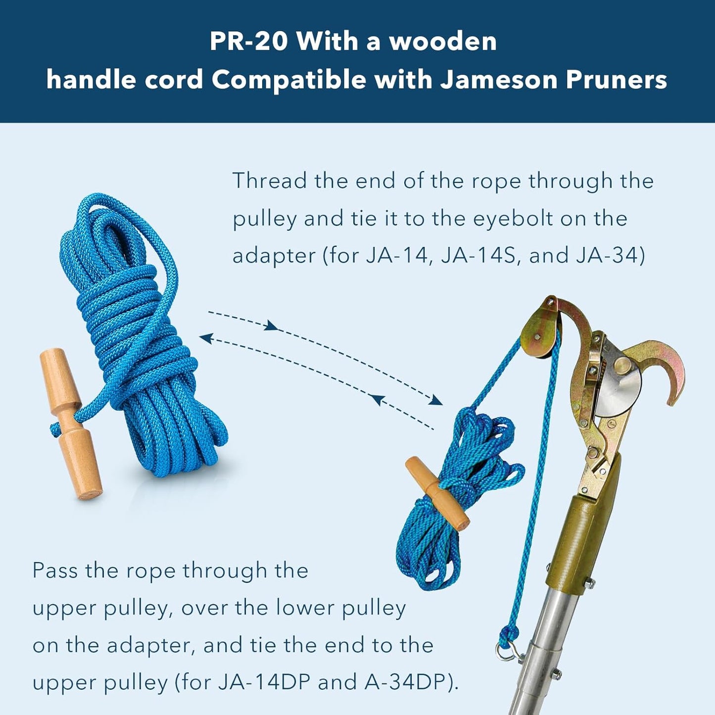 PR-20 Tree Pruner Rope Replacement (with Wooden Handle)