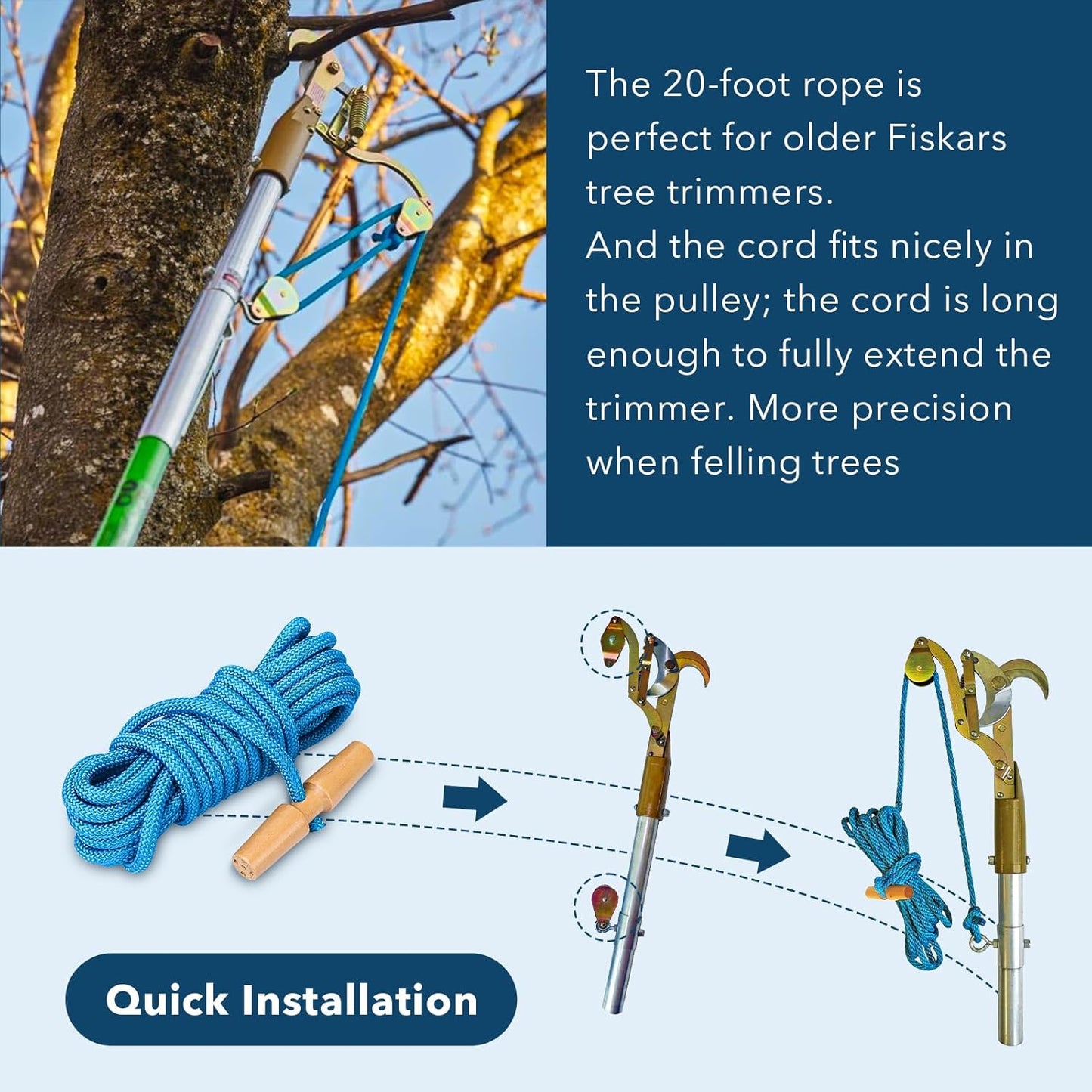 PR-20 Tree Pruner Rope Replacement (with Wooden Handle)