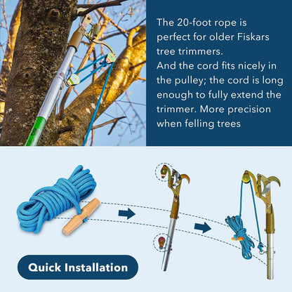 PR-20 Tree Pruner Rope Replacement (with Wooden Handle)