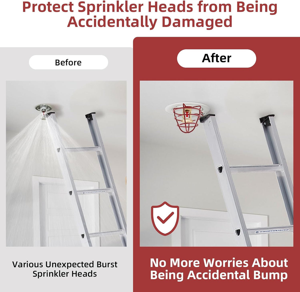 (18 Pack) 1/2" Fire Sprinkler Head Cage Guard Protector Fire Extinguishing System Sprinkler Bracket Red