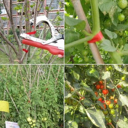 Plant Tying Machine Tape Tool for Tomatoes Peppers Grapes Cucumbers and Vining Vegetables Quickly and Easily Tie, Great for Gardeners Farmers, with Tapes, Spare Parts, Staples - Red