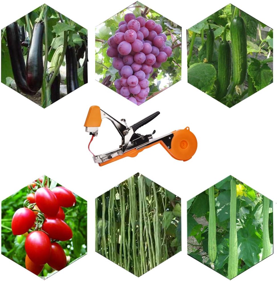 Plant Tying Machine Tape Tool for Tomatoes Peppers Grapes Cucumbers and Vining Vegetables Quickly and Easily Tie, Great for Gardeners Farmers, with Tapes, Spare Parts, Staples - Red