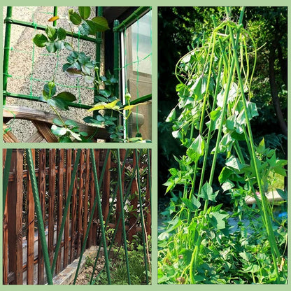 Garden Stakes 48 Inches Sturdy Green Plant Sticks 25 Pack, Metal Tomato Stakes Support, Yard Plant Support Cage for Potted Plants, Tomatoes, Trees, Cucumber, Fences, Beans (48 inch)