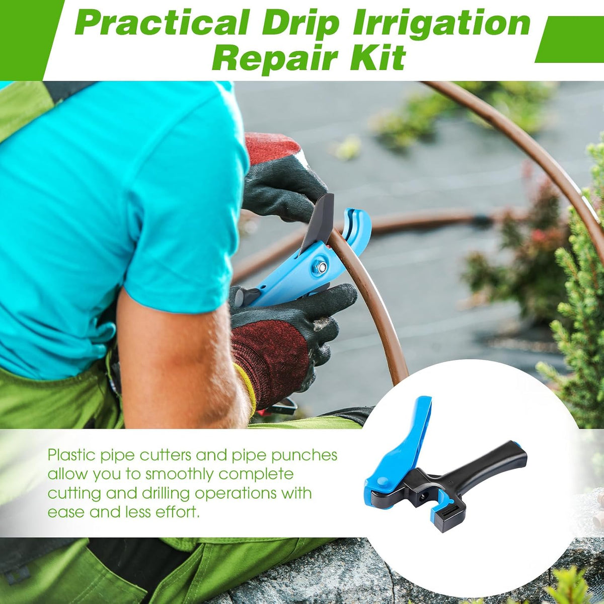 Drip Irrigation Tubing Cutter Hole Punch Tool for PE Pipe 16 20mm, Blue