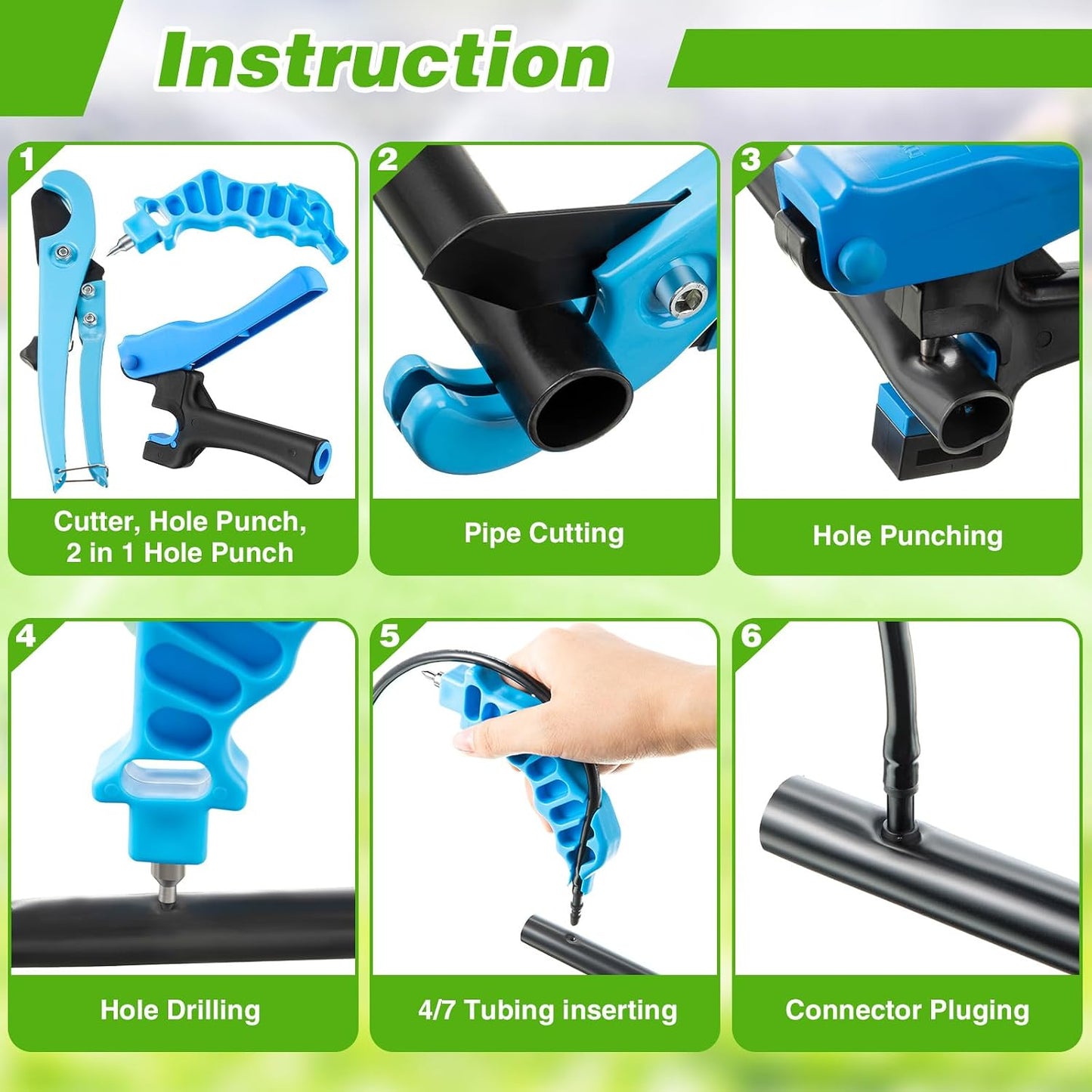 Drip Irrigation Tubing Cutter Hole Punch Tool for PE Pipe 16 20mm, Blue