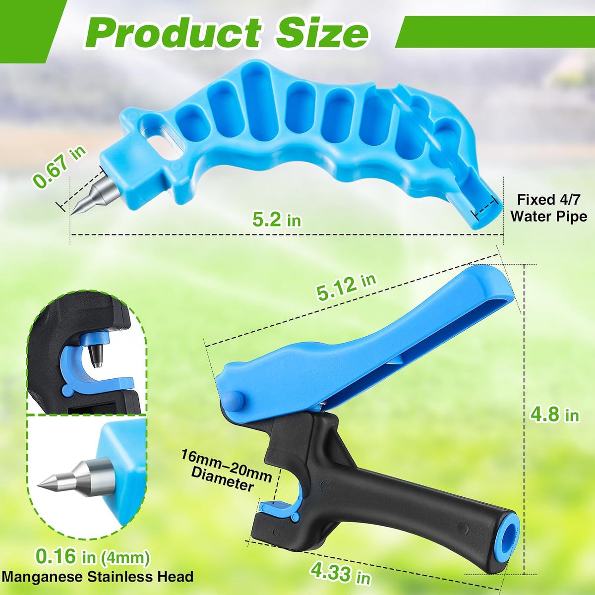 Drip Irrigation Tubing Cutter Hole Punch Tool for PE Pipe 16 20mm, Blue