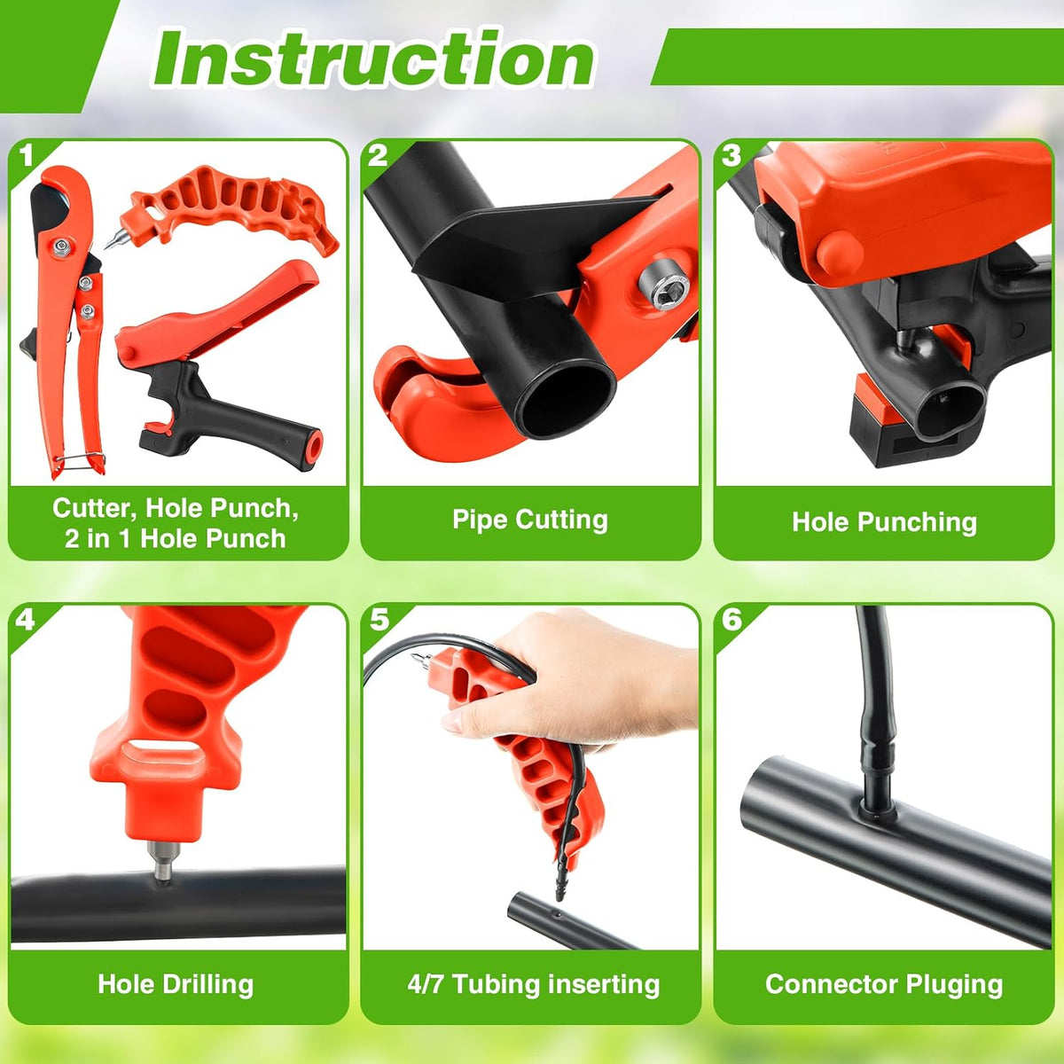 Drip Irrigation Tubing Cutter Hole Punch Tool for PE Pipe 16 20mm, Blue