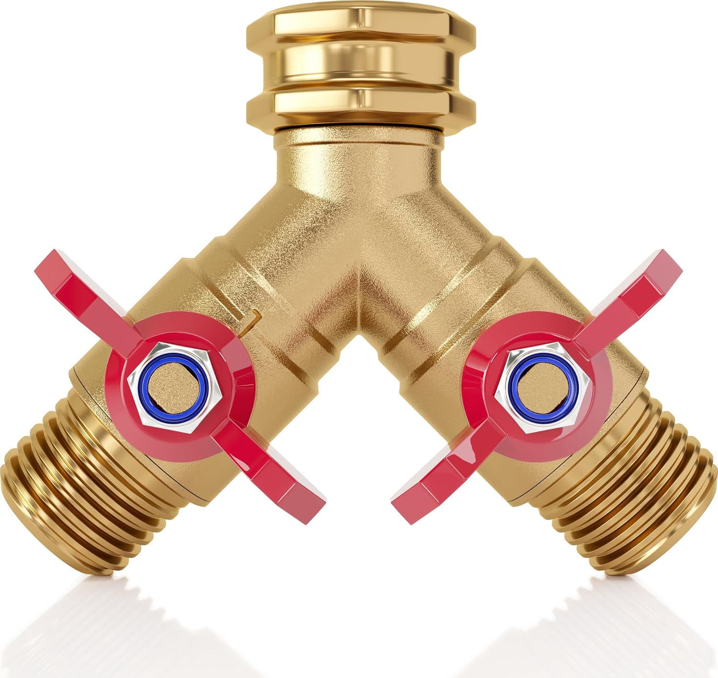 ® Garden Hose Splitter 2 Way | Full Flow & Heavy Duty Leak-Proof Brass Water Divider with Dual Shut-Off Valves, Y (Wye) Connector for Outdoor Faucets, Spigots, Lawn & RV | Industrial-Grade