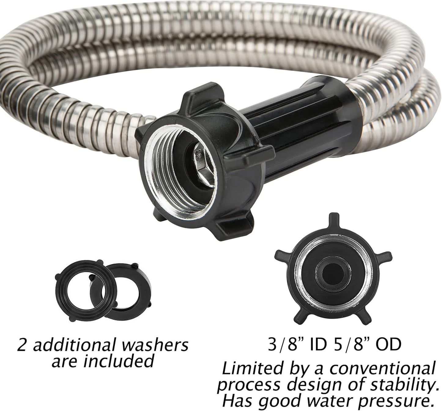304 Stainless Steel 6 Feet Short Garden Hose with Female to Female Connector, Water Hose, Metal Hose, Heavy Duty Outdoor Hose (6ft)