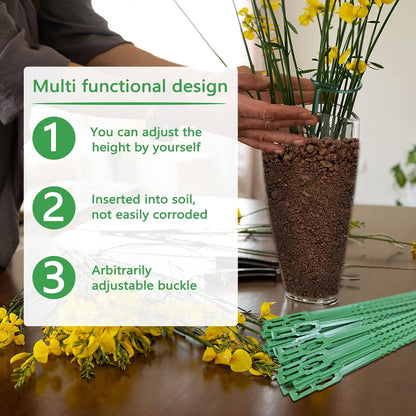 4 Packs Adjustable 35.4" Plant Stakes and Supports with 30 Pieces 9" Twist Ties, Green Plant Holder Stick Outdoor Indoor, Metal Flower Support Stakes Rings for Gardens Vegetables (90 cm)