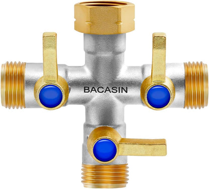 Brass Garden Hose Splitter, Hose y Splitter with Shutoff, Hose Splitter 2 Way Heavy Duty, Brass Y-Valve Water Garden Hose Adapter 2-Way Y-Valve 3/4" GHT Threads