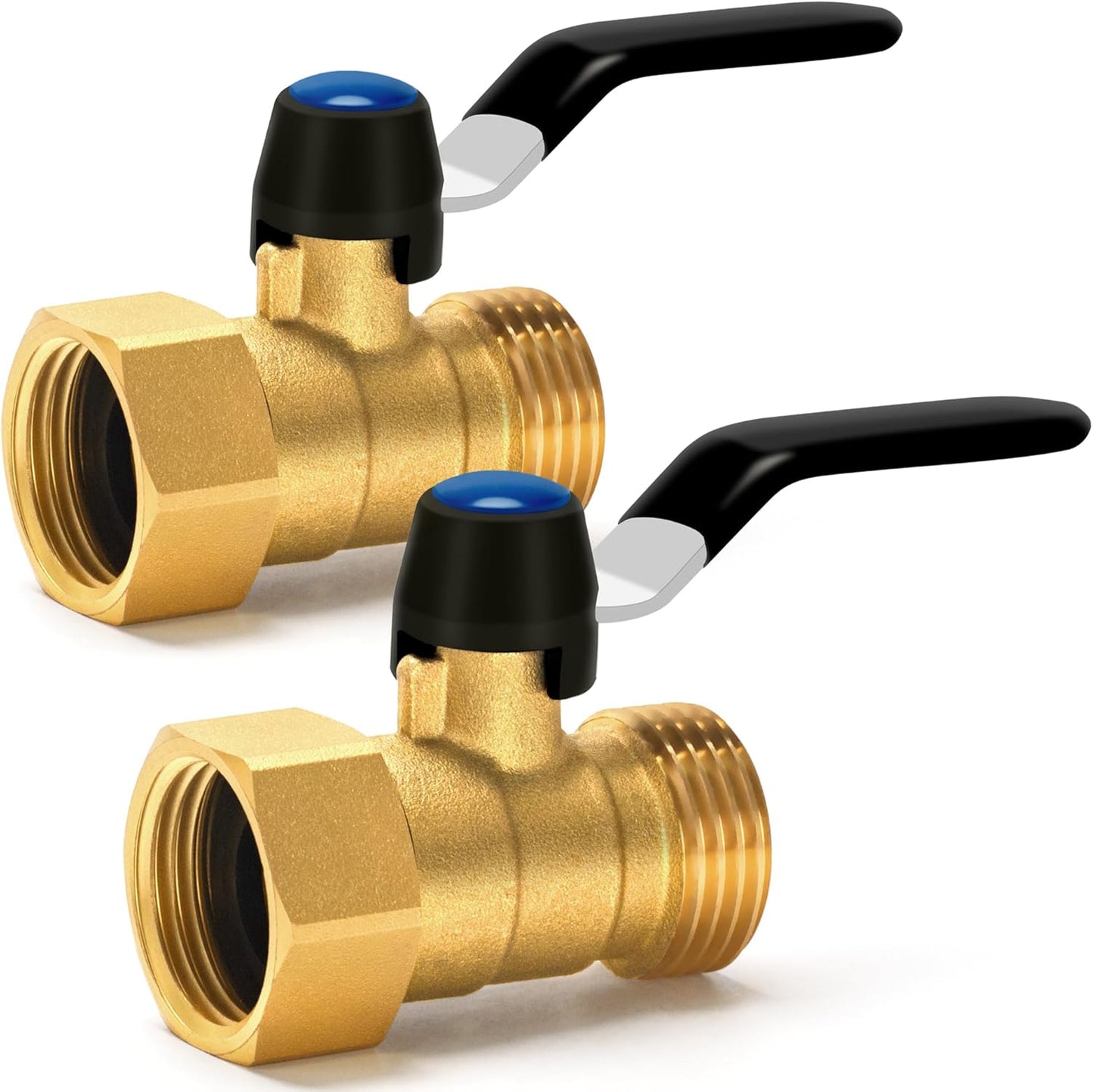Brass Garden Hose Splitter, Hose y Splitter with Shutoff, Hose Splitter 2 Way Heavy Duty, Brass Y-Valve Water Garden Hose Adapter 2-Way Y-Valve 3/4" GHT Threads