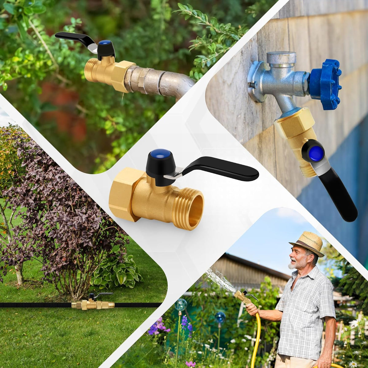 Brass Garden Hose Splitter, Hose y Splitter with Shutoff, Hose Splitter 2 Way Heavy Duty, Brass Y-Valve Water Garden Hose Adapter 2-Way Y-Valve 3/4" GHT Threads