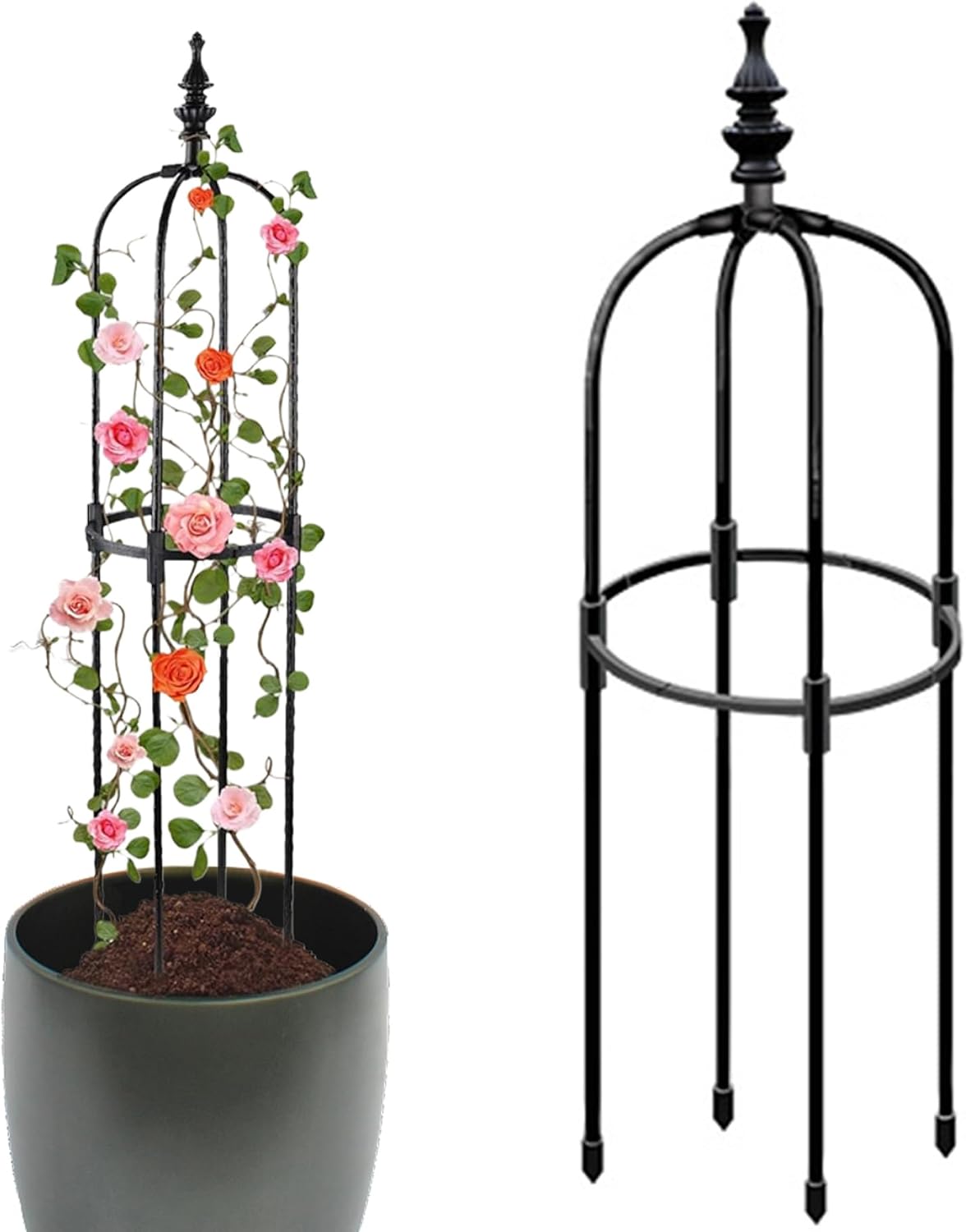 Obelisk Trellis 3ft Tall Round Thicken Rustproof Topiary Frame DIY Plant Climbing Easy to Assemble Plant Frame for Indoor Outdoor Garden Climbing Plants, Obelisk Trellis