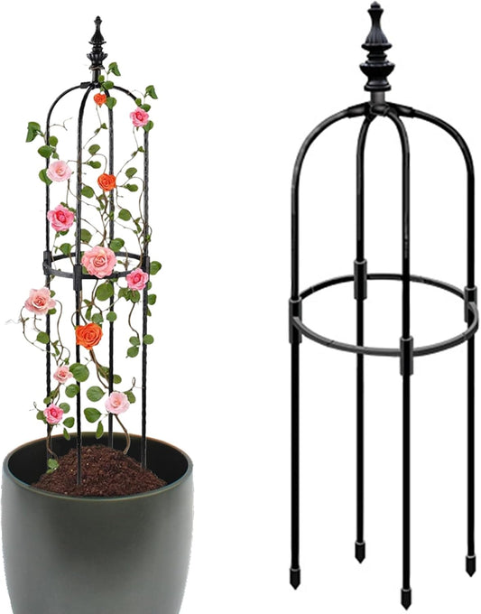 Obelisk Trellis 3ft Tall Round Thicken Rustproof Topiary Frame DIY Plant Climbing Easy to Assemble Plant Frame for Indoor Outdoor Garden Climbing Plants, Obelisk Trellis