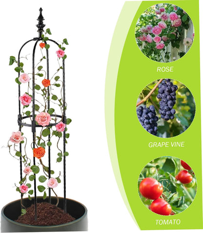 Obelisk Trellis 3ft Tall Round Thicken Rustproof Topiary Frame DIY Plant Climbing Easy to Assemble Plant Frame for Indoor Outdoor Garden Climbing Plants, Obelisk Trellis