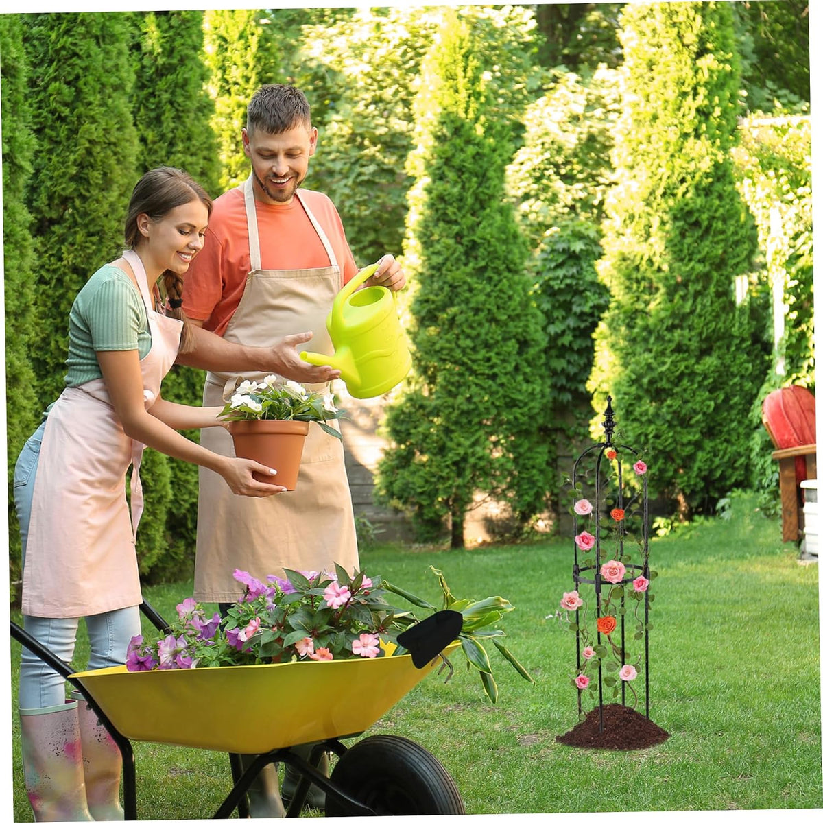Obelisk Trellis 3ft Tall Round Thicken Rustproof Topiary Frame DIY Plant Climbing Easy to Assemble Plant Frame for Indoor Outdoor Garden Climbing Plants, Obelisk Trellis