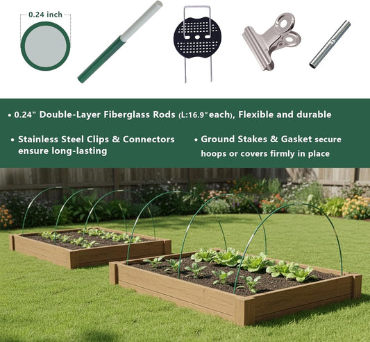 Garden Hoops Kit for Raised Beds, Plant Cover Support Hoops