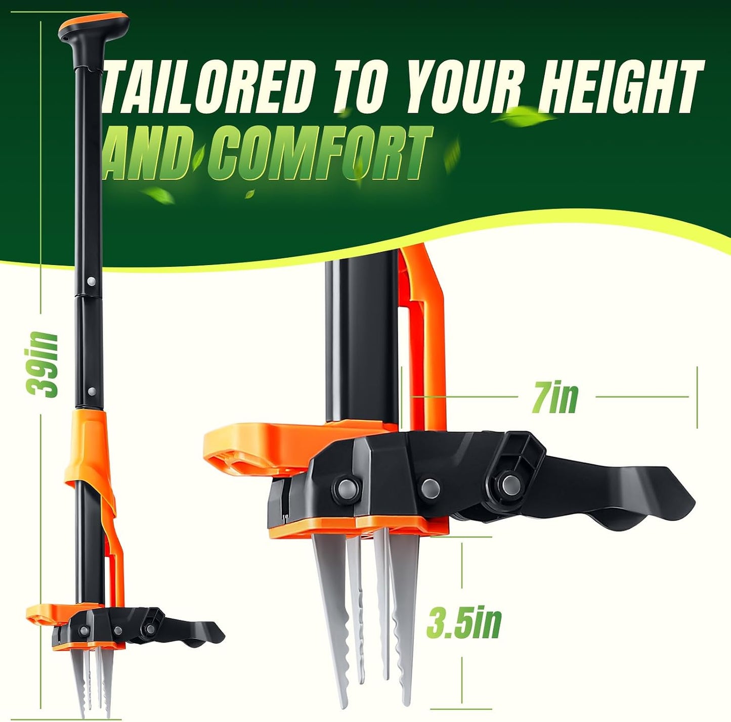 Weed Puller Tool - Stand Up Weed Puller with 4-Claw Steel Head, 39" Retractable Handle & Easy-Eject Mechanism for Dandelions, Clover & More, No Bending or Kneeling