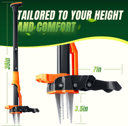 Weed Puller Tool - Stand Up Weed Puller with 4-Claw Steel Head, 39" Retractable Handle & Easy-Eject Mechanism for Dandelions, Clover & More, No Bending or Kneeling