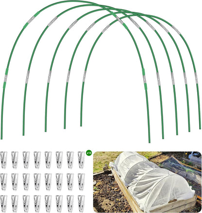 Garden Hoops for Raised Beds Row Cover,5 Sets 7ft Grow Tunnel,Rust-Free Fiberglass Greenhouse Support Hoops Frame for Garden Mesh Netting, Outdoors Plant Growth -24PCS