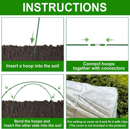 Garden Hoops for Raised Beds Row Cover,5 Sets 7ft Grow Tunnel,Rust-Free Fiberglass Greenhouse Support Hoops Frame for Garden Mesh Netting, Outdoors Plant Growth -24PCS