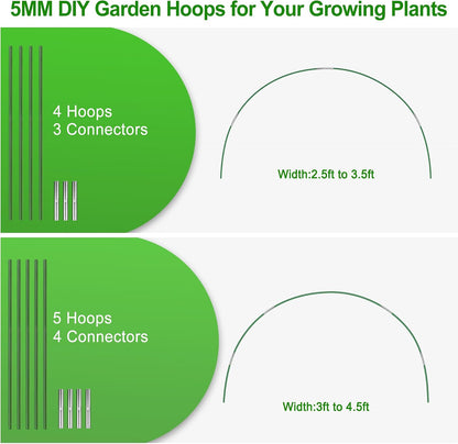 Garden Hoops for Raised Beds Row Cover,5 Sets 7ft Grow Tunnel,Rust-Free Fiberglass Greenhouse Support Hoops Frame for Garden Mesh Netting, Outdoors Plant Growth -24PCS
