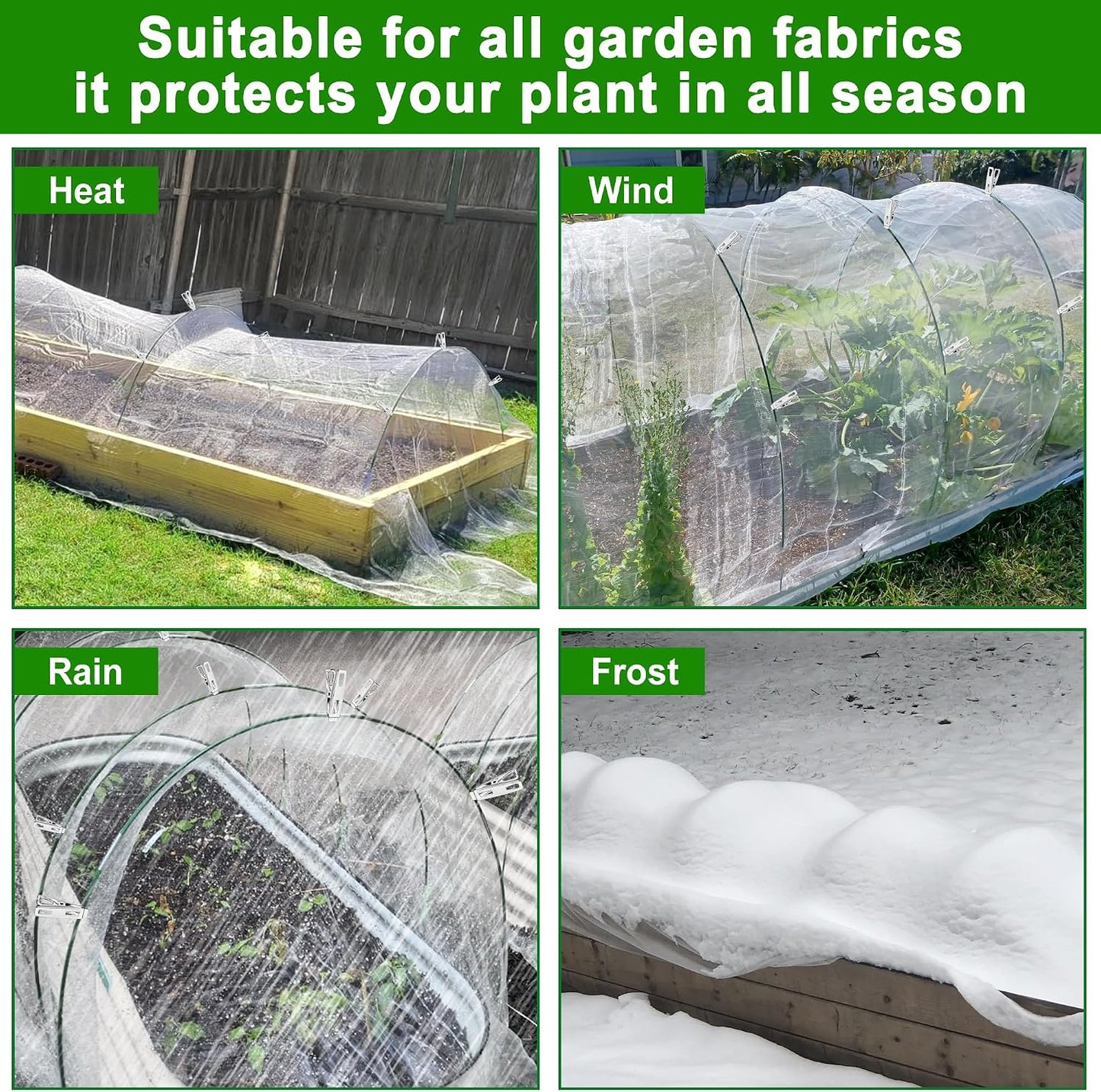 Garden Hoops for Raised Beds Row Cover,5 Sets 7ft Grow Tunnel,Rust-Free Fiberglass Greenhouse Support Hoops Frame for Garden Mesh Netting, Outdoors Plant Growth -24PCS