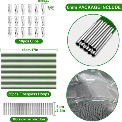 Garden Hoops for Raised Beds Row Cover,5 Sets 7ft Grow Tunnel,Rust-Free Fiberglass Greenhouse Support Hoops Frame for Garden Mesh Netting, Outdoors Plant Growth -24PCS