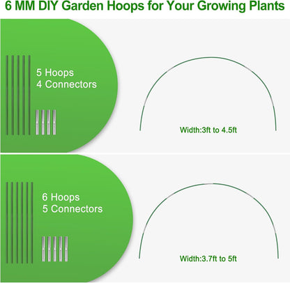 Garden Hoops for Raised Beds Row Cover,5 Sets 7ft Grow Tunnel,Rust-Free Fiberglass Greenhouse Support Hoops Frame for Garden Mesh Netting, Outdoors Plant Growth -24PCS