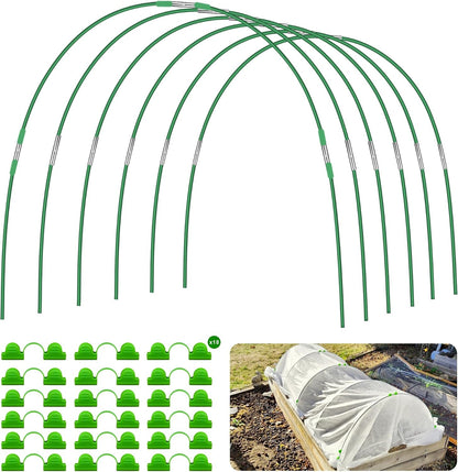 Garden Hoops for Raised Beds Row Cover,5 Sets 7ft Grow Tunnel,Rust-Free Fiberglass Greenhouse Support Hoops Frame for Garden Mesh Netting, Outdoors Plant Growth -24PCS