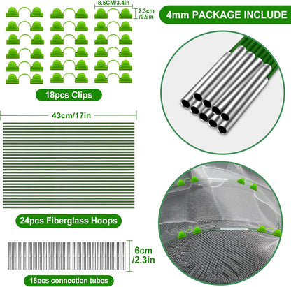 Garden Hoops for Raised Beds Row Cover,5 Sets 7ft Grow Tunnel,Rust-Free Fiberglass Greenhouse Support Hoops Frame for Garden Mesh Netting, Outdoors Plant Growth -24PCS