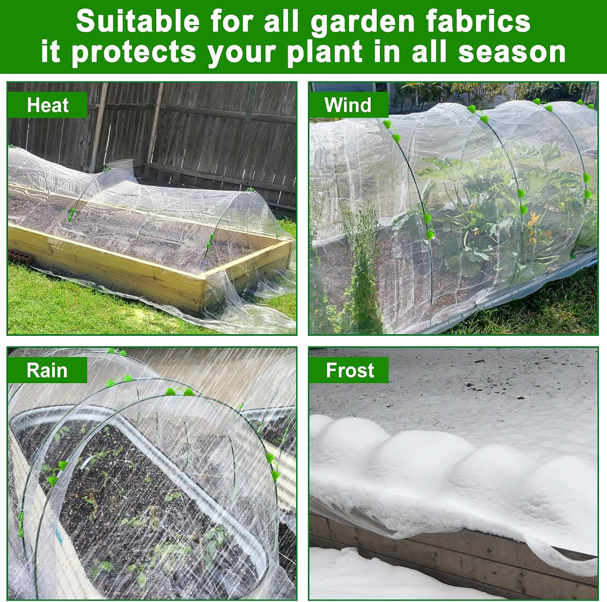 Garden Hoops for Raised Beds Row Cover,5 Sets 7ft Grow Tunnel,Rust-Free Fiberglass Greenhouse Support Hoops Frame for Garden Mesh Netting, Outdoors Plant Growth -24PCS