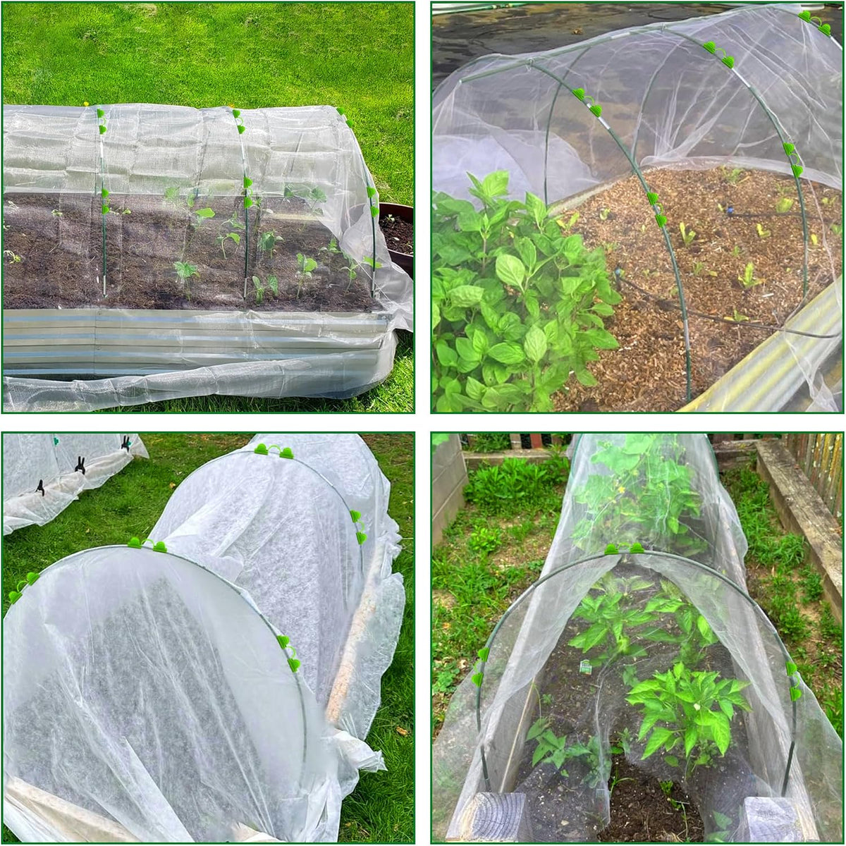 Garden Hoops for Raised Beds Row Cover,5 Sets 7ft Grow Tunnel,Rust-Free Fiberglass Greenhouse Support Hoops Frame for Garden Mesh Netting, Outdoors Plant Growth -24PCS