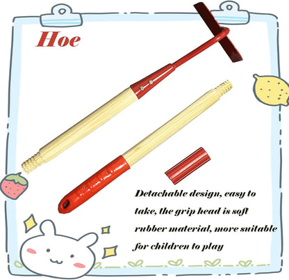 Kids Garden Lawn Hoe-Small Wooden Handle Hoe with Metal Head, 31 inches/ 79 cm Length, for Kids Garden Labor Tool (Red)
