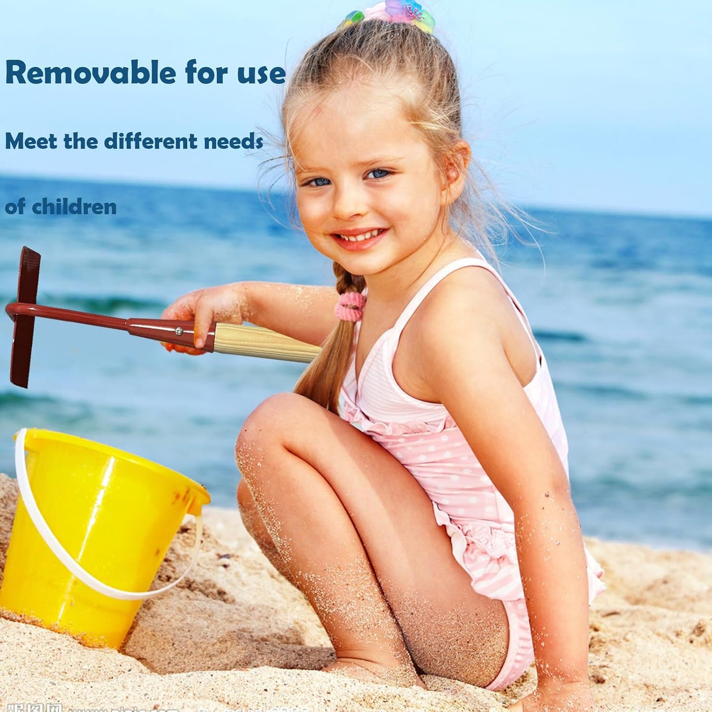 Kids Garden Lawn Hoe-Small Wooden Handle Hoe with Metal Head, 31 inches/ 79 cm Length, for Kids Garden Labor Tool (Red)