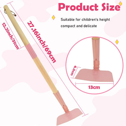 Kids Garden Lawn Hoe-Small Wooden Handle Hoe with Metal Head, 31 inches/ 79 cm Length, for Kids Garden Labor Tool (Red)