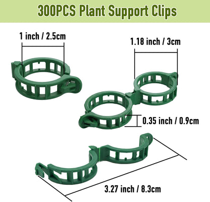 300Pcs Tomato Clips, Reusable Plant Support Clips for Climbing Plants, Garden Clips for Tomato Vine, Trellis Clips for String Trellis, Plant Fixing Clips for Vegetables (Green)