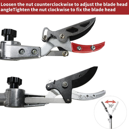 Pruner for Garden, Cut Upto 1 Inch & Hold Telescopic Pole Pruner, Fruit Picker with Rotating Blade Head, Lightweight Aluminum Extendable Handle for Tree Branch Cutter, 6.23-10.5 FT, Silver