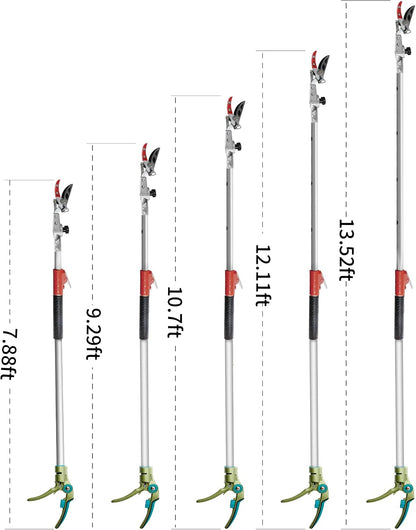 Pruner for Garden, Cut Upto 1 Inch & Hold Telescopic Pole Pruner, Fruit Picker with Rotating Blade Head, Lightweight Aluminum Extendable Handle for Tree Branch Cutter, 6.23-10.5 FT, Silver