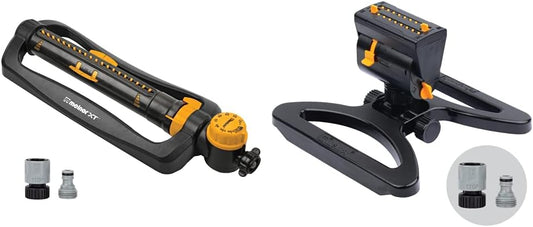 65133AMZ Turbo Oscillating Sprinkler W/Timer & 65131AMZ Mini Oscillator Sprinkler Bundle, Black, Yellow