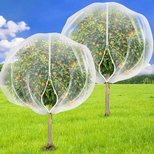 2PCS Large 7.8 x 7.8ft Fruit Tree Netting Cover with Zipper and Drawstring,Garden Insect Netting Plant Cover Transparent Bird Plant Barrier Flower Fruit Mesh Screen for Preventing Deer Squirrel Bugs
